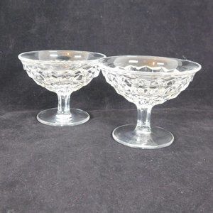 Fostoria American Elegant Glass Qty 2 Low Flared Sherbert Dishes Vintage 3.25"